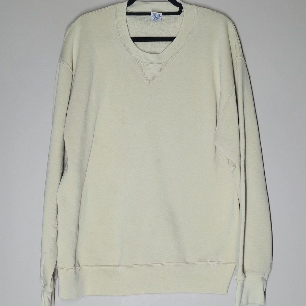 Vintage Russell Athletic Sweatshirt Men's Large Tall Beige Blank USA Pullover